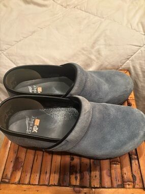Dansko Dusty Blue Suede Clog Mules